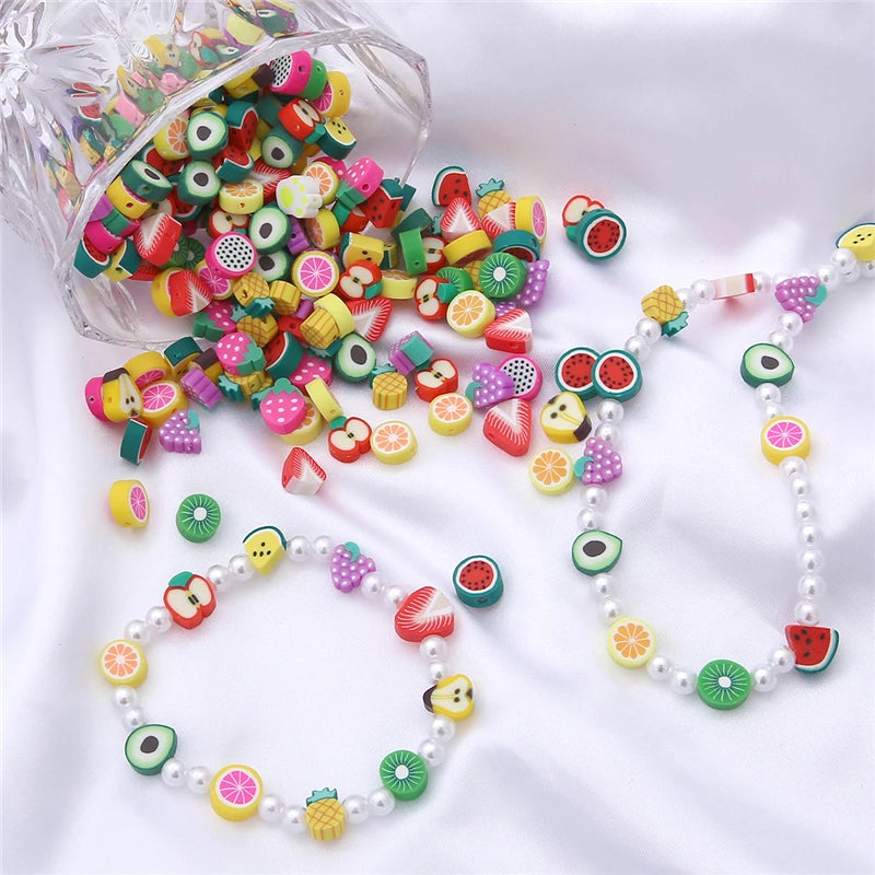 Green Apple Polymer Clay Fruit Beads