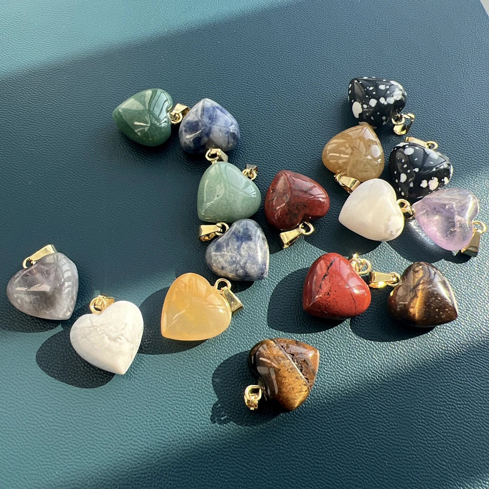 Precious Stone Heart Charms