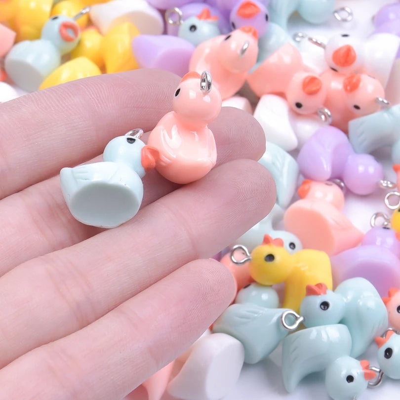 Multicolored Duck Resin Charms