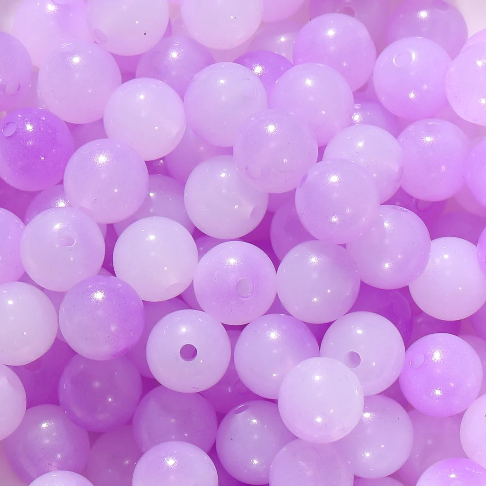 Amethyst Snow Mix Round Acrylic Beads