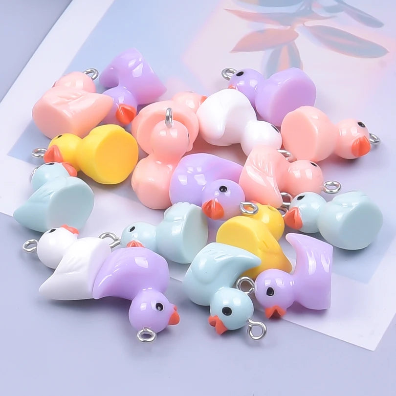 Multicolored Duck Resin Charms