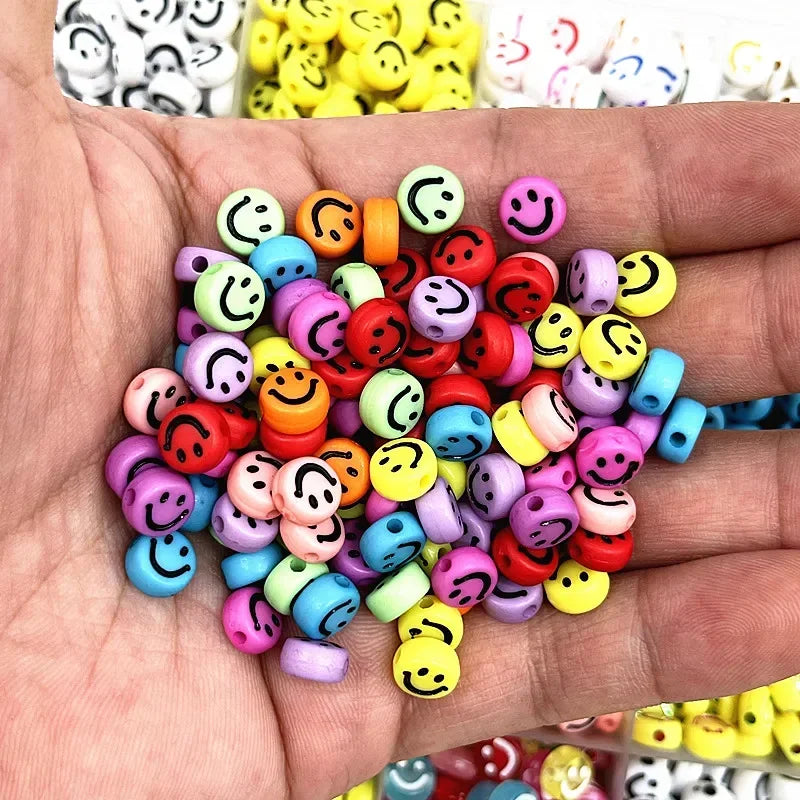 Blue with Black Smiles Beads (Opaque)