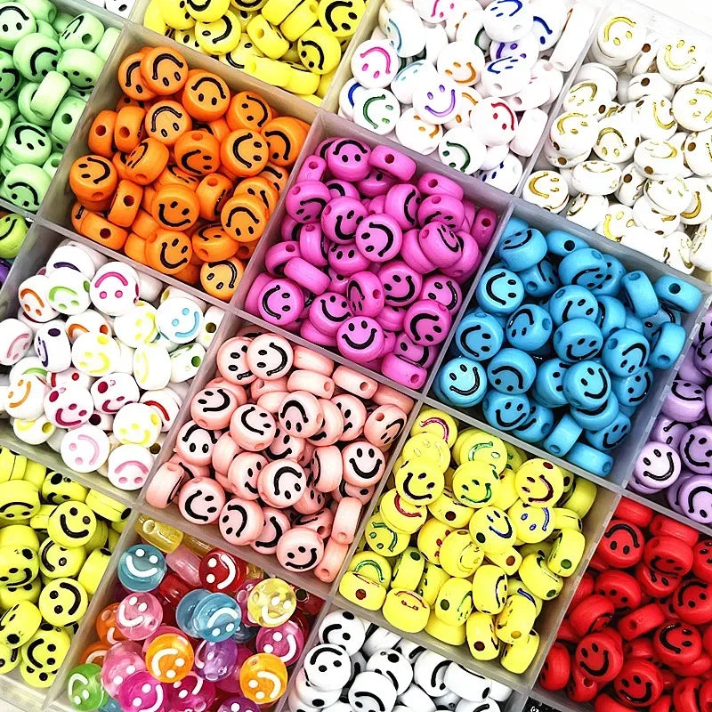 White with Multicolor Smiles Beads (Opaque)